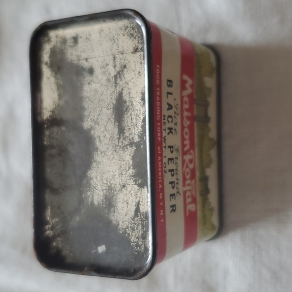 VTG Spice Tin Madison Royal Black Pepper N.Y. Tin Label Kitchen Retro Red Bridge - Picture 6 of 9